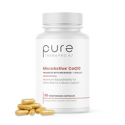 MicroActive CoQ10 Enhanced with MicroPQQ Shilajit Sustained Release 60 Veg Caps | Convenient Once a Day Clinical Dose | 2 Month Supply | Vegan | Pharmaceutical Grade