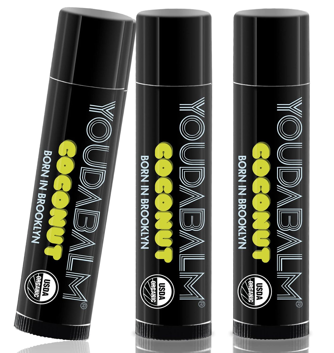 You Da Balm Organic Lip Balm, Coconut Flavor - 100 Natural Lip Moisturizer, USDA Certified - Lip Balm for Dry, Cracked Lips (3 Pack)