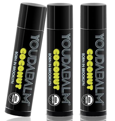 You Da Balm Organic Lip Balm, Coconut Flavor - 100 Natural Lip Moisturizer, USDA Certified - Lip Balm for Dry, Cracked Lips (3 Pack)