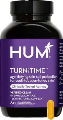 HUM Turn Back Time - Supplement for Youthful Skin with Tumeric, Green Tea Polyphenols &amp; Lutein - Skin Anti Aging Capsules for Even Tone (60-Count)