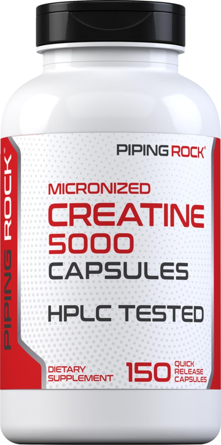 Piping Rock Creatine Monohydrate Capsules | 5g Pills | Micronized | Non-GMO, Gluten Free Supplement