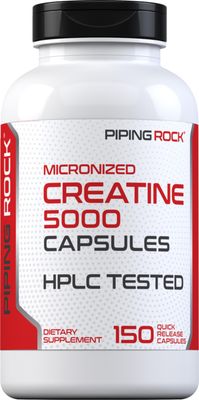 Piping Rock Creatine Monohydrate Capsules | 5g Pills | Micronized | Non-GMO, Gluten Free Supplement