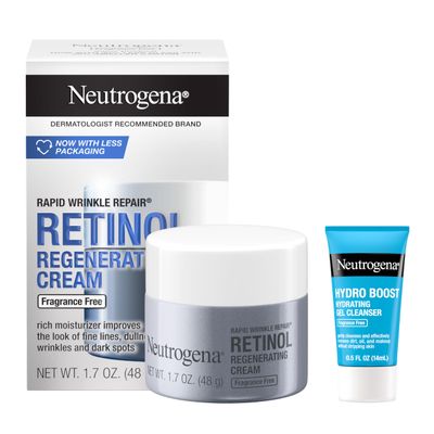 Neutrogena Rapid Wrinkle Repair Retinol Face Moisturizer, Fragrance Free, Anti-Aging Face Cream with Retinol &amp; Hyaluronic Acid, 1.7 oz Trial Size Hydro Boost Facial Cleanser, 0.5 fl. oz