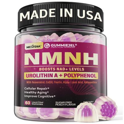 NMNH Gummies 300MG with Urolithin A, Polyphenol Blend, Resveratrol, NAD Supplement for Women &amp; Men(Made in USA) Boost NAD Levels, Optimized Aging, Cell Regeneration, Energy, Focus, Sugar Free, 60cts