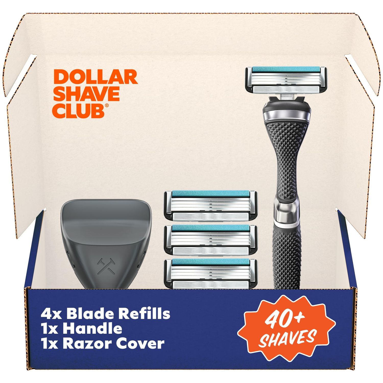 Dollar Shave Club | Travel Shave Set | 4 Swift Rinse Refill Cartridges, 1 Handle, 1 Razor Cover
