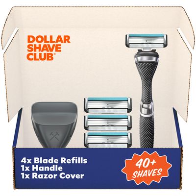 Dollar Shave Club | Travel Shave Set | 4 Swift Rinse Refill Cartridges, 1 Handle, 1 Razor Cover