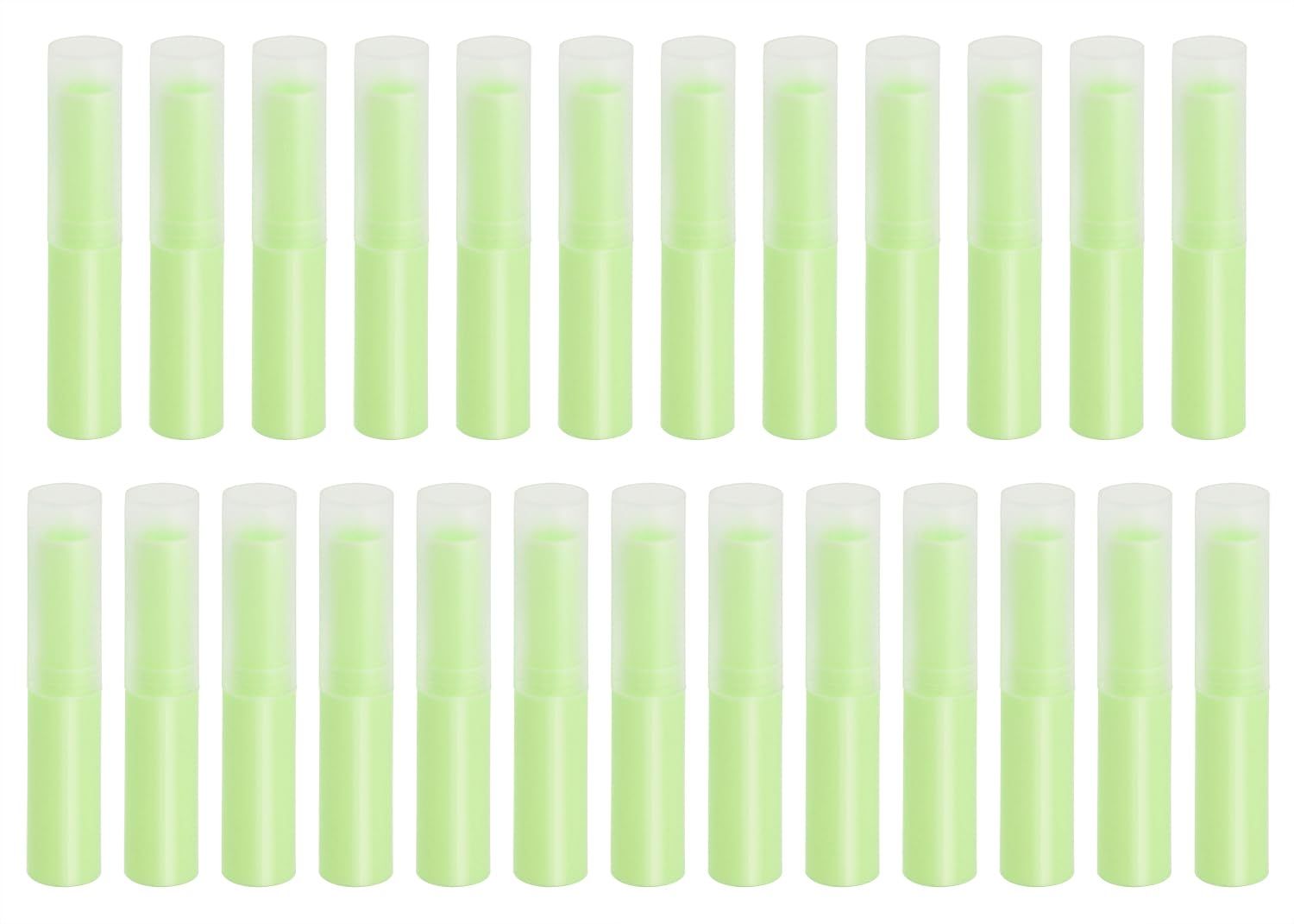 Mini Skater 0.14oz Empty Flavored Lip Balm Container Tubes Plastic Homemade Moisturizing Lip Stick with Caps Bulk Fit for Women Adult DIY Making Supplies, 25 Count (Green)
