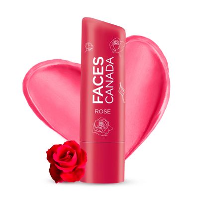 FACESCANADA Rose Lip Balm with SPF 15 | 12H Moisture Lock Tinted Lip Care with Shea Butter, Vitamin C &amp; E | Hydrates, Softens &amp; Protects | Sheer Pink Tint | Non-Sticky Daily Use | 0.16 Oz (4.5g)