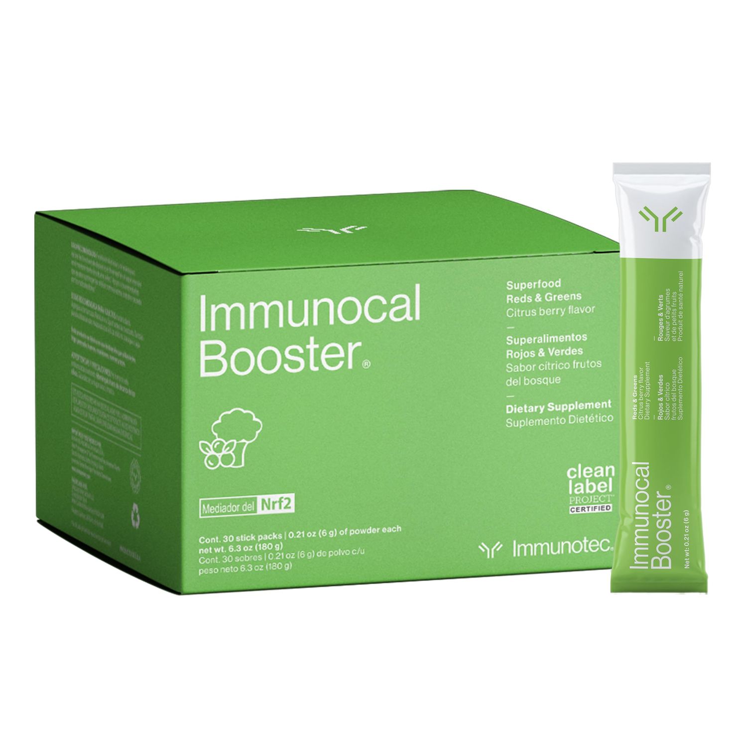 Immunocal Booster - Supplement with Over 50 Fruits &amp; Veggies, Relieves Inflammation, Immune Support, Antioxidant, Selenium Sulforaphane (Nrf2 Activator) | Gluten Free, Sugar Free | 30 Servings