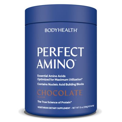 BodyHealth PerfectAmino Powder - BCAA and EAA Powder for Pre and Post Workout - Amino Acid Energy Drink for Men and Women to Support Lean Muscle and Recovery - Chocolate - 60 Servings