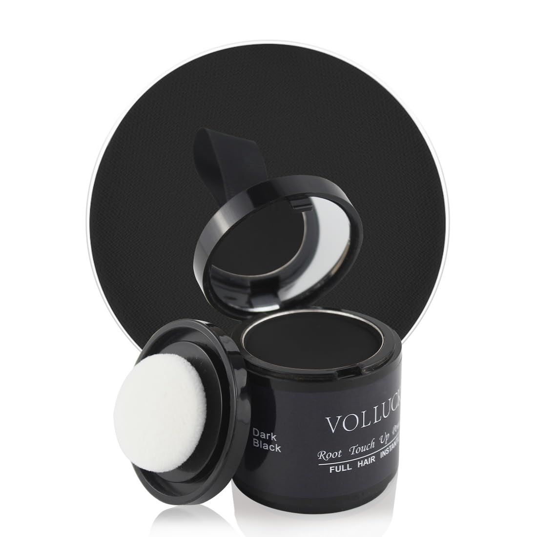 VOLLUCK Root Touch up Powder, Instant Hairline Powder for Thinning Areas and Gray Hair Coverage, Natural and Non-greasy Root Cover up for Women and Men (Dark Black, 0.35 Ounce)