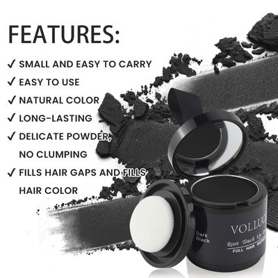 VOLLUCK Root Touch up Powder, Instant Hairline Powder for Thinning Areas and Gray Hair Coverage, Natural and Non-greasy Root Cover up for Women and Men (Dark Black, 0.35 Ounce)