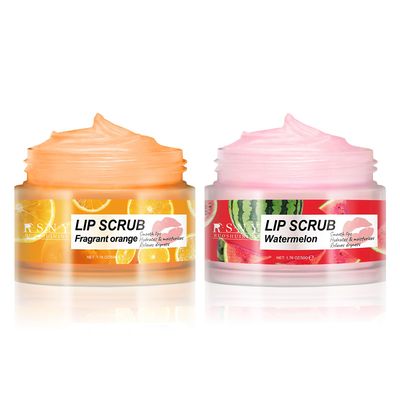 2 PACKS Lip Scrub, Deep Moisturizing, Nourishing Lips, Gentle Exfoliating And Moisturizing Lips, Home Lip Care For Men And Women Dark Lip Corrector, 1.76 fl oz, Watermelon &amp; Orange