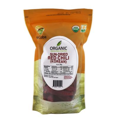 McCabe Organic Sun-Dried Red Chili Pepper - Dried Korean Variety Chili Peppers | Rich with Vitamin D &amp; Minerals | USDA and CCOF Certified | Product of USA | 50g (Korean Variety)