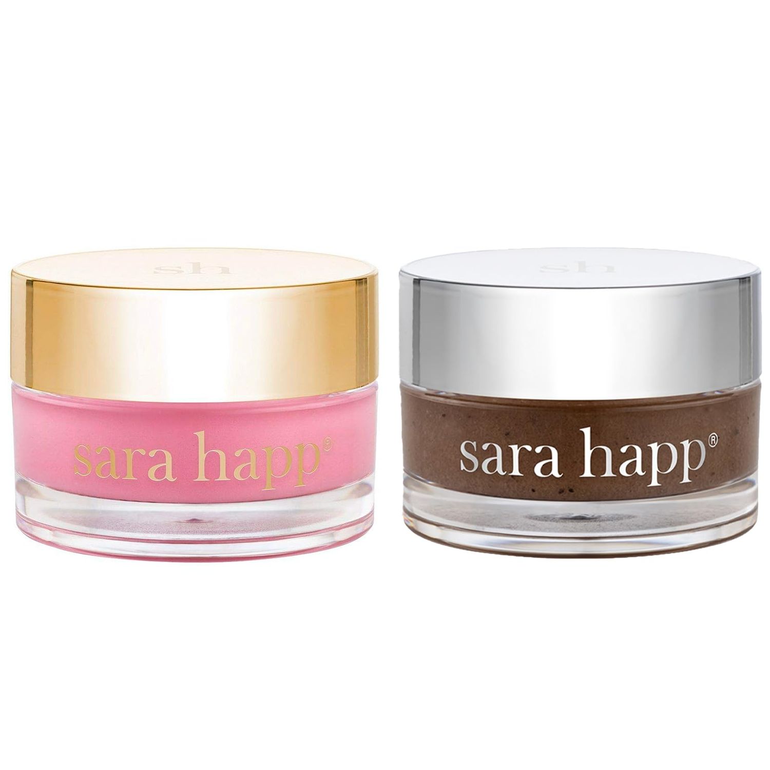Sara Happ Sweet Clay Mask Vanilla Bean Sugar Lip Scrub Duo - Exfoliating Lip Treatments, Moisturizers for Dry and Flaky Lips, Vegan (0.47 Oz and 0.5 Oz jars)
