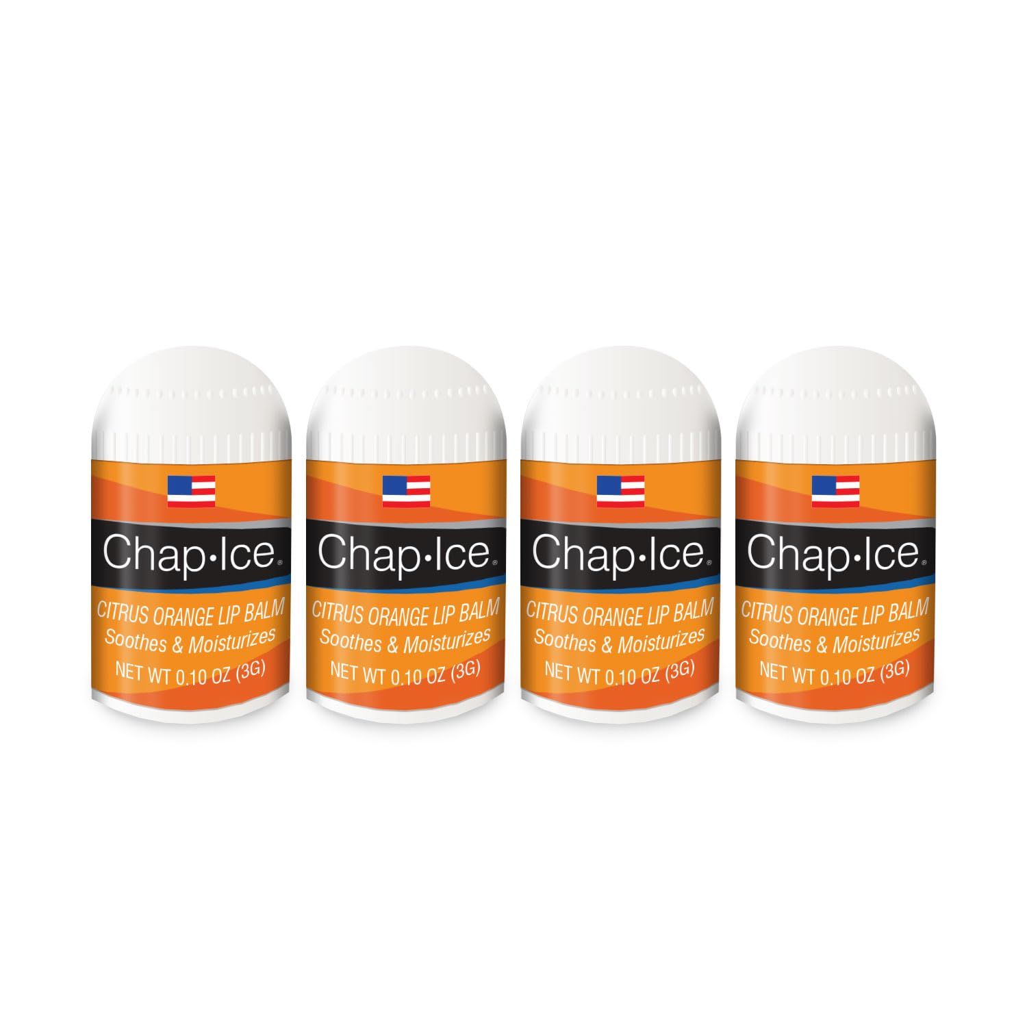 Citrus Flavor - Chap-Ice Mini Lip Balm, 4 count - Made in USA, 0.10 Oz, Push-Up Style, Hydrating Lip Care for Smooth and Soft Lips, Compact Size for Travel, Perfect for Daily Use - 4ct