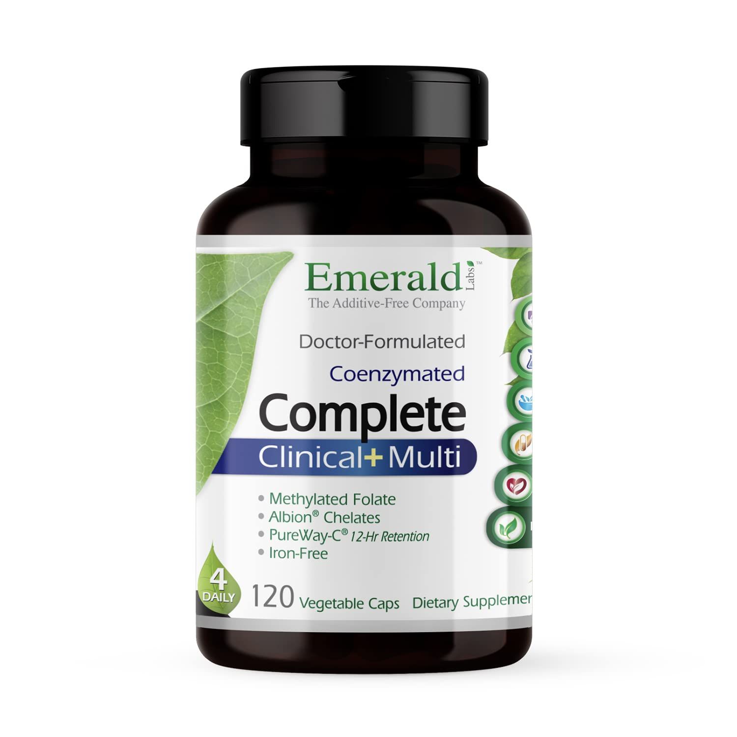 EMERALD LABS Complete Clinical Multi - Multivitamin with Methylated Folate, Vitamin D3, Digestive Enzymes &amp; More for Gut Health, Immune Support &amp; More - 120 Vegetable Capsules (30-Day Supply)