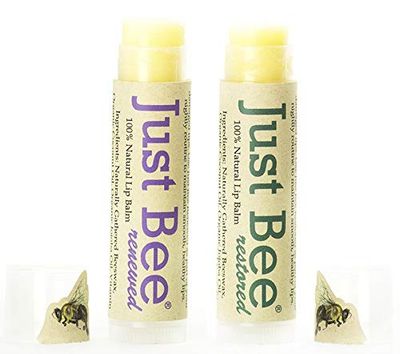 Just Bee 100 Natural Beeswax Lip Balm with Organic Oils (Lavender, Propolis, Bergamot, 2 pack)