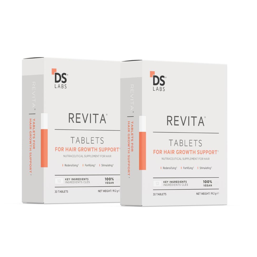 DS Labs Revita Tablets - Hair Vitamins for Density Support, Supplement for Thicker, Stronger Looking Hair, Zinc, Iron, Magnesium, Melatonin, Vitamin D &amp; Biotin Vitamins for Women &amp; Men, 60 Tablets