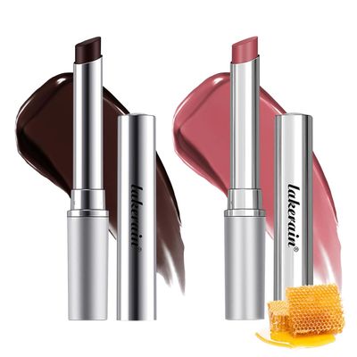 2Pcs Honey Lipstick Tinted Lip Balm, Deep Moisturizing Lip Color, Nourishing Lip Balm, Black and Pink Honey Lip Gloss, Hydrating Lipstick for All Skin Tones (Cherry Pink)