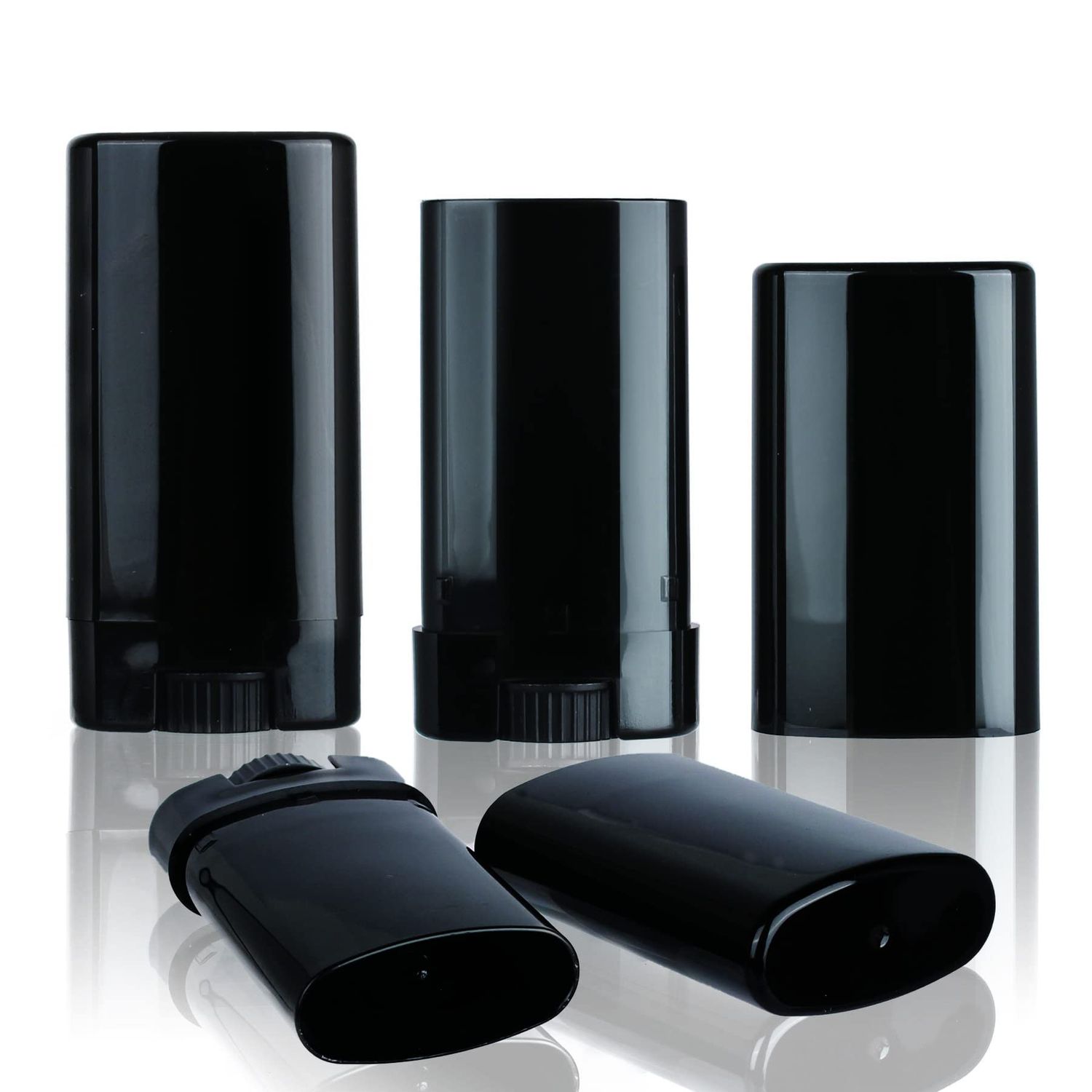 COSIDEA 25 PCS plastic empty 15g black oval shape lip balm tube deodorant containers 0.5oz lipstick tube small wax packing container