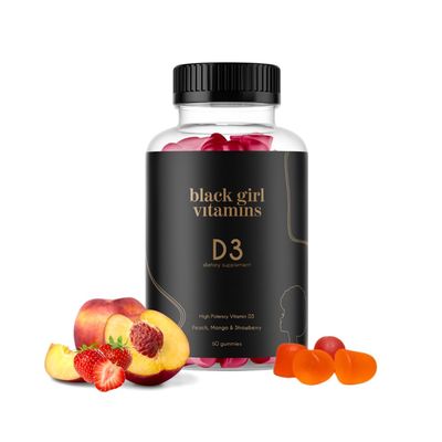 Black Girl Vitamins - Vitamin D3 Gummies, for Immune, Energy, and Bone Support, 2000IU (50mcg) Vitamin D per Serving, Gluten-Free Vitamin D Gummies (Multi-Flavored), 60ct
