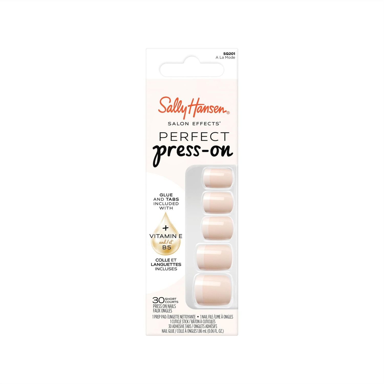 Sally Hansen Salon Effects Perfect Press-On Nails, A La Mode, Press On Nails, Easy to Apply, Nail Glue &amp; Adhesive Tabs Included