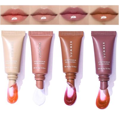 4PCS Tinted Lip Butter Balm - Conditioning Vegan Lip Care for Instant Moisture, Shine &amp; Hydration - Sheer-Tinted, Soothing Softens Dry LipsA