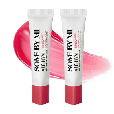 SOME BY MI V10 Hyal Lip Sun Protector Berry - Pack of 2, 0.46oz - Korean Tinted Glow SPF 15 Sunscreen Lip Balm for Dry &amp; Sensitive Lips - Hydrating with Hyaluronic Acid &amp; Vitamin E - Korean Skin Care