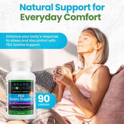 PEA Soothe Support Natural Relief Formula - PEA Supplement Featuring PEA &amp; Resveratrol to Support Nerve Function &amp; Reduce Sensitivity - Promotes Recovery, Mental Clarity, Energy &amp; Everyday Balance