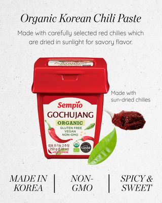 SEMPIO Organic Gluten-Free Gochujang - Korean Red Chili Pepper Paste, Spicy, Sweet and Savory Sauce, Traditional Fermented Condiment for Tteokbokki, Bibimbap, Dips and Marinades (8.8 oz / 250g)