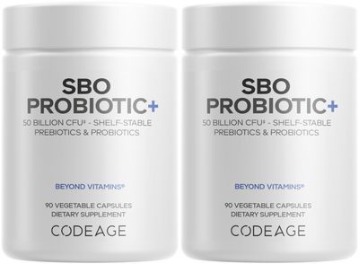 Codeage SBO Probiotics, 50 Billion CFUs Per Serving, Multi Strain Soil Based Organisms Blend and Organic Fermented Botanical Blend, Shelf-Stable - 2 Pack