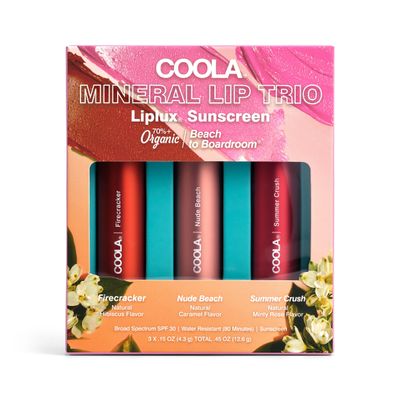 COOLA Organic Tinted Lip Balm &amp; Mineral Sunscreen with SPF 30, Dermatologist Tested Lip Care for Daily Protection, Vegan, Variety Pack, 0.15 Oz Each