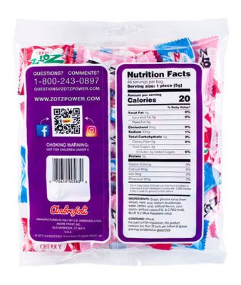 Zotz Fizzy Bulk Candy (Assorted, 46 Units)- Hard Candy Individually Wrapped- Assorted 3 Fruit Flavors, Cherry, Watermelon & Blue Raspberry- From Italy Since 1970
