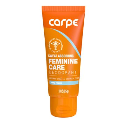 NEW Carpe Feminine Care Intimate Deodorant for Women, pH Balanced and Sweat Absorbing Whole Body Deodorant, Gynecologist Tested, Safe for Private Parts, Pure Powder Scent
