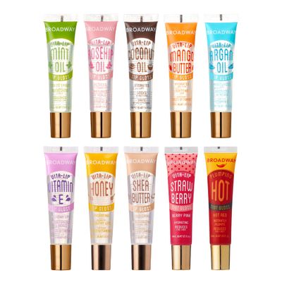 Ruby Kisses Broadway Vita-Lip Tinted &amp; Clear Lip Gloss (10 Pack) Ultra-Hydrating &amp; Soothing Formula, High-Shine Non-Sticky Lip Balm with Mint, Rosehip, Coconut, Mango, Argan, Vitamin E, Honey, Shea