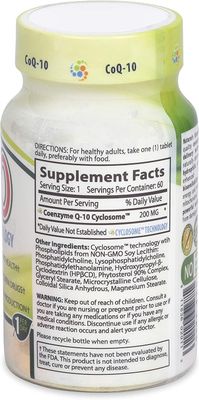 NATURE'S ESSENTIALS CoQ-10 200mg | Heart Health Support &amp; Cellular Energy | Advanced Cyclosome Liposomal Delivery | Non-GMO, Gluten Free, Vegetarian | 60 Tablets
