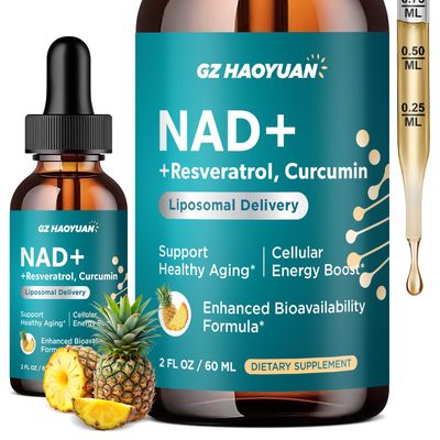 GZ HAOYUAN NAD Liquid Supplement for Women, Liposomal NAD Drops 1200MG with NAD Plus Resveratrol, Tmg, Quercetin, Anti-Aging, Cell Regeneration, Energy &amp; Metabolism Support, Pineapple Flavor