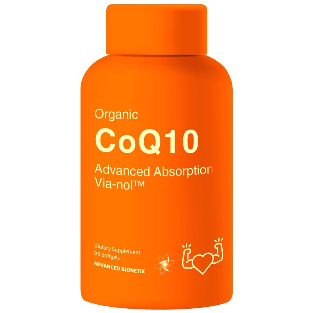 Advanced Bionetix Advanced Absorption 200mg CoQ10 w/Black Pepper Extract. 90 Softgels. Antioxidant Supplement, Heart &amp; Vascular Health, Brain Health, Organic, Gluten Free, Energy Production