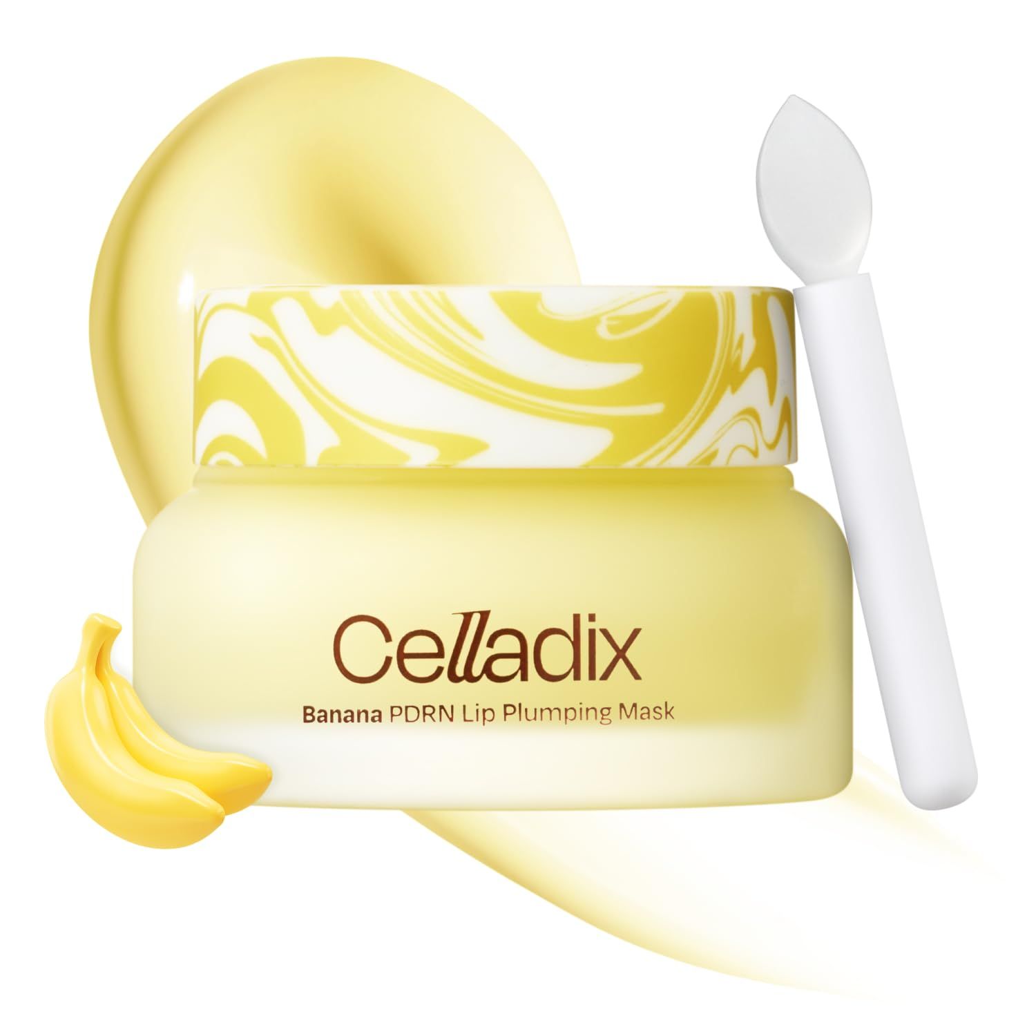 Celladix Overnight Lip Plumping Mask with Banana PDRN - Pudding-Like Melting Balm Texture, Vanilla Scent - Hydrating &amp; Mild Plumping Treatment for Kissable Lips with Honey &amp; Collagen, 0.5 Fl oz