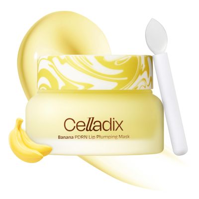Celladix Overnight Lip Plumping Mask with Banana PDRN - Pudding-Like Melting Balm Texture, Vanilla Scent - Hydrating &amp; Mild Plumping Treatment for Kissable Lips with Honey &amp; Collagen, 0.5 Fl oz