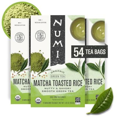 Numi Organic Tea Matcha Toasted Rice, 18 Count (Pack of 3) Box of Tea Bags, Green Tea (Packaging May Vary)