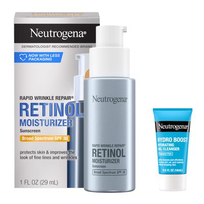 Neutrogena Rapid Wrinkle Repair Retinol Face Moisturizer with SPF 30, Daily Anti-Aging Face Cream, Retinol &amp; Hyaluronic Acid &amp; Trial Size Hydro Boost Facial Cleanser, 0.5 fl. oz