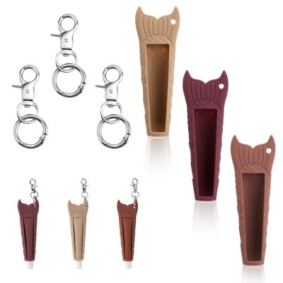 Mikovivi 3 Pcs Lip Balm Holder Keychain, Portable Silicone Lip Balm Protective Case with Keychain Compatible with Summer Fridays (Vanilla, Brown Sugar, Vanilla Beige)
