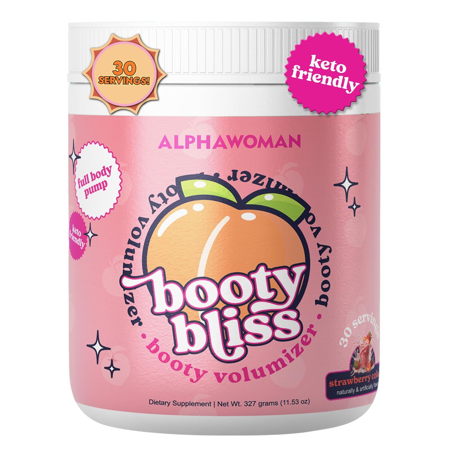 Booty Bliss Creatine for Women Pre Workout Women Booty Builder Keto Friendly Collagen Pump It Up for The Perfect Peach 30 SRV - Strawberry Colada Flavor (Strawberry Colada)