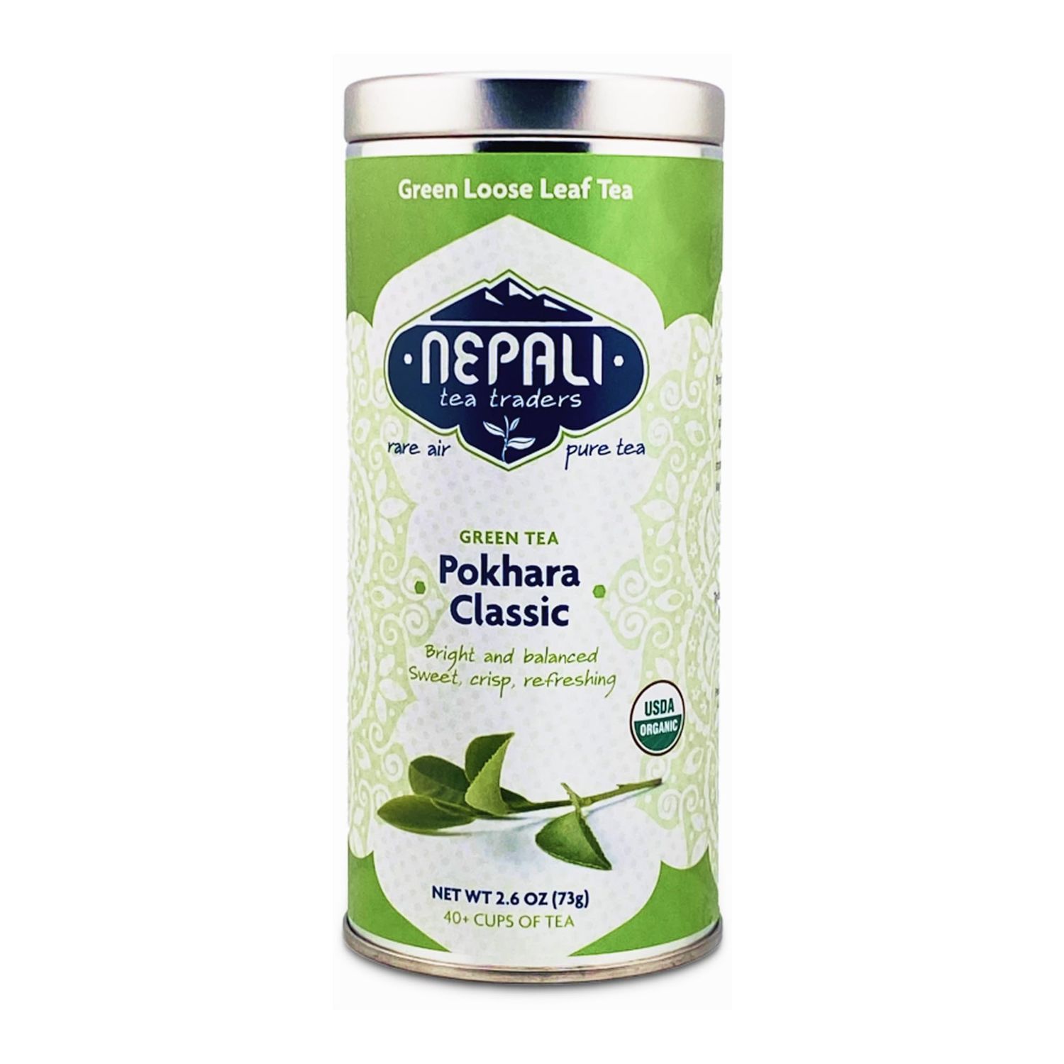 Nepali Tea Traders Loose Leaf Pokhara Classic Green Tea - USDA Organic, Single-Origin from Nepal, Award-Winning Green Tea with Notes of Asparagus, Toasted Barley &amp; Arugula, 2.6 oz Tin