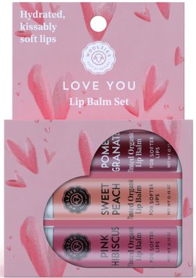 Tinted Lip Balm Set: All-Natural Shea Butter, Beeswax, Coconut Oil, Vitamin E Infused Lip Moisturizer Care Treatment (3 Pack, Let Love Glow)