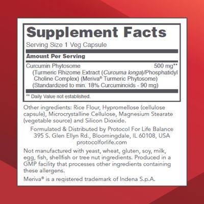 PROTOCOL FOR LIFE BALANCE Curcumin PC - with Phosphatidylcholine for Absorption - Joint Mobility, Flexibility & Immune Support - Turmeric Supplement - Non-GMO & Halal - 60 Veg Capsules