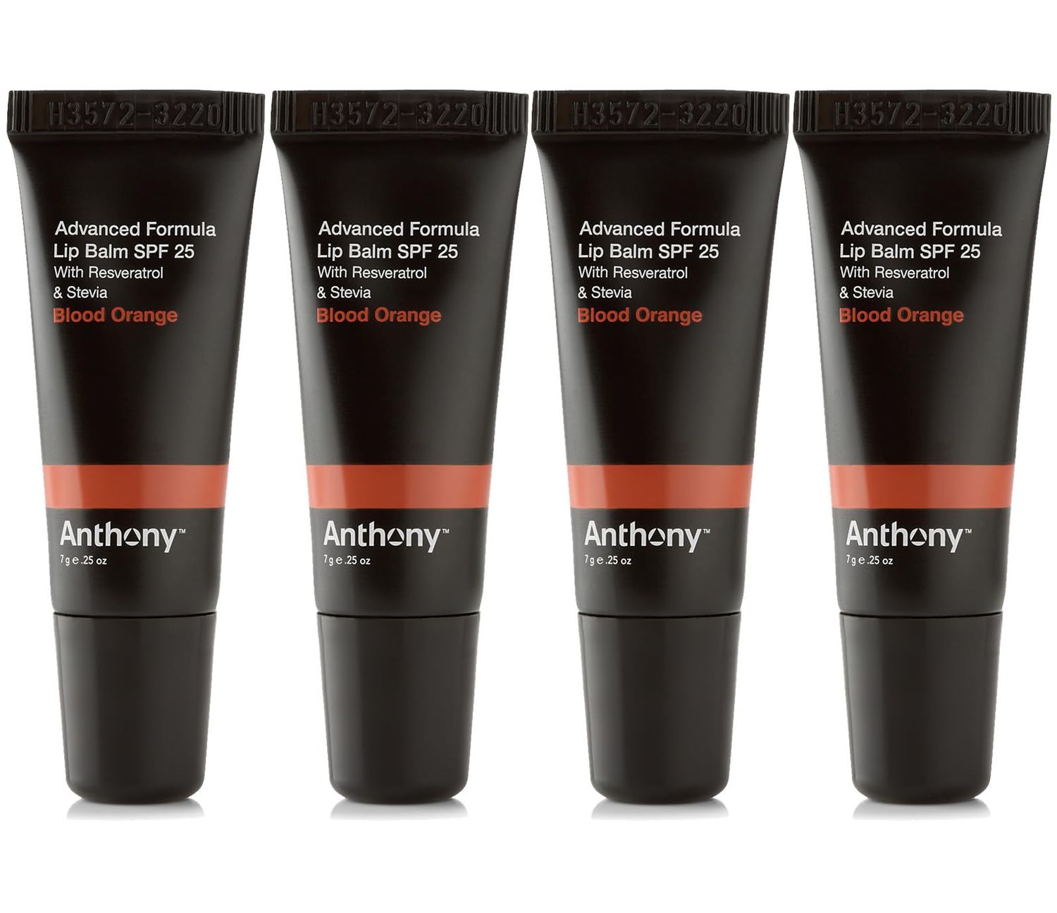 Anthony 25 SPF Lip Balm with Sunscreen for Lips - Contains Green Tea Extract, Shea Butter &amp; Vitamin E - Moisturizing Repair Care Treatment for Chapped &amp; Dry Lips - Blood Orange Flavor - 4 Pack
