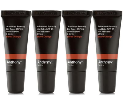 Anthony 25 SPF Lip Balm with Sunscreen for Lips - Contains Green Tea Extract, Shea Butter &amp; Vitamin E - Moisturizing Repair Care Treatment for Chapped &amp; Dry Lips - Blood Orange Flavor - 4 Pack